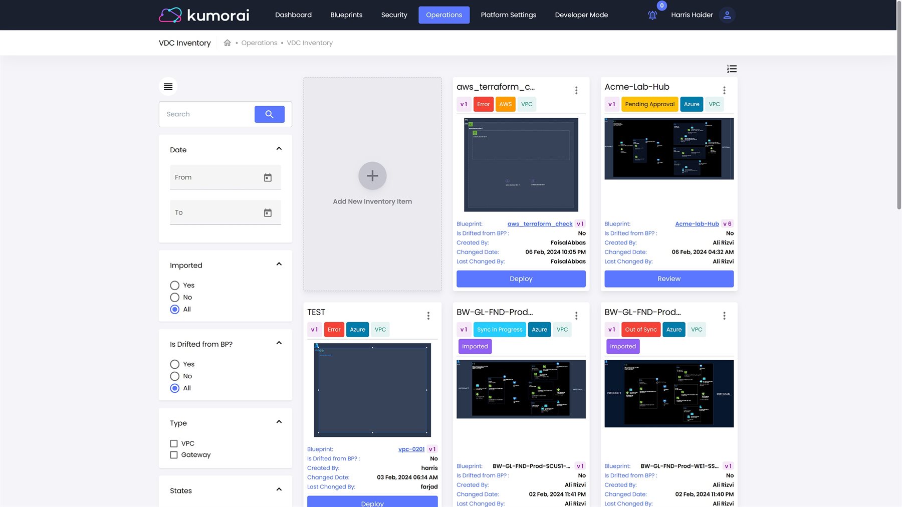 Unified inventory screen
